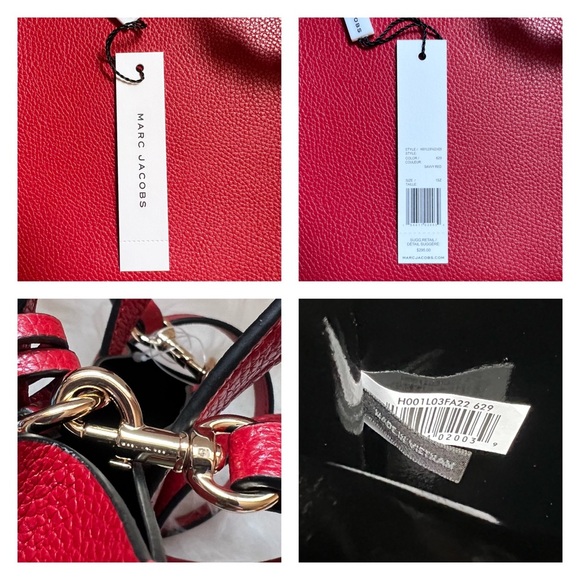 New! MARC JACOBS Micro Grind Leather Tote Bag in Savvy Cherry Red - Picture 11 of 11